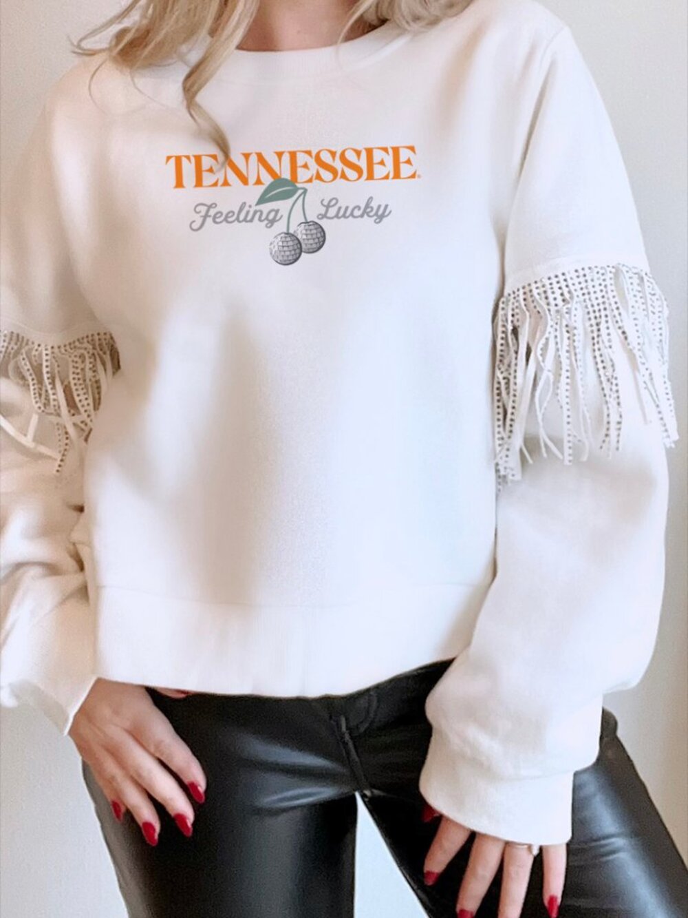Tennessee Cherry on Top Fringe Pullover Sweatshirt